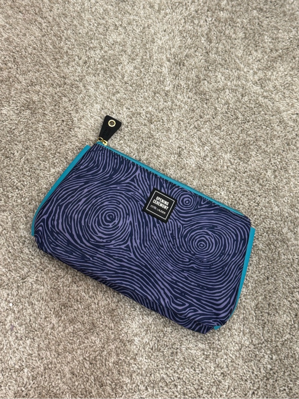 NWOT Opening Ceremony Navy and Teal Patterned Cosmetic Pouch